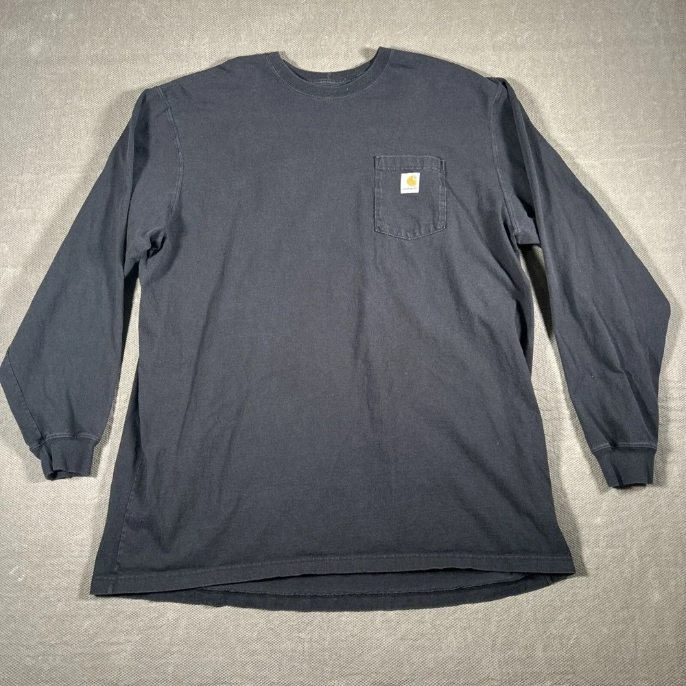 Carhartt Original Fit Long Sleeve Shirt Front Pocket Men's Size 3XL Tall Black